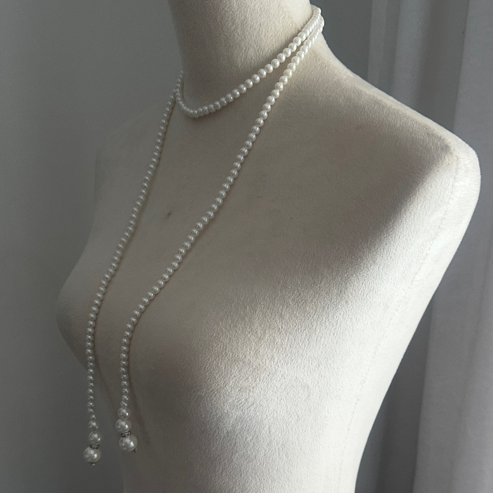 Imitation Pearl Wrap Open Ended Necklace